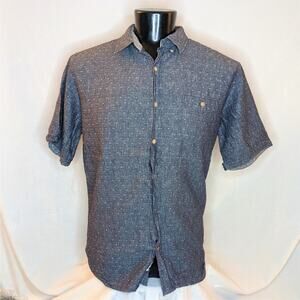 Weatherproof Men's Blue Print Short Sleeve Shirt XL Great